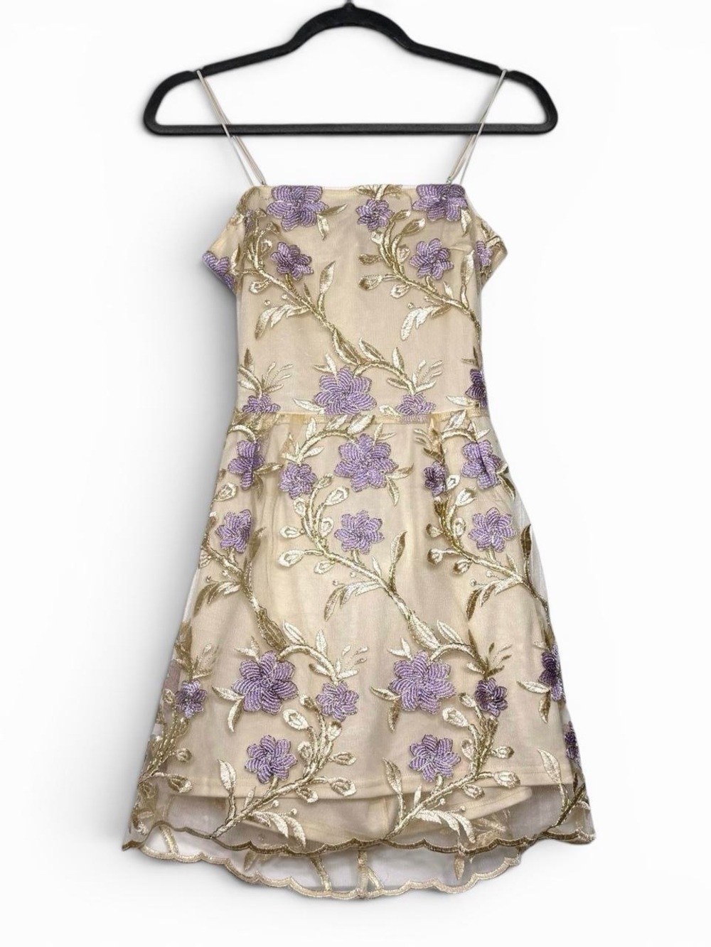 Lucy In The Sky Amari Gold Floral Mesh Dress (Style: L55078)